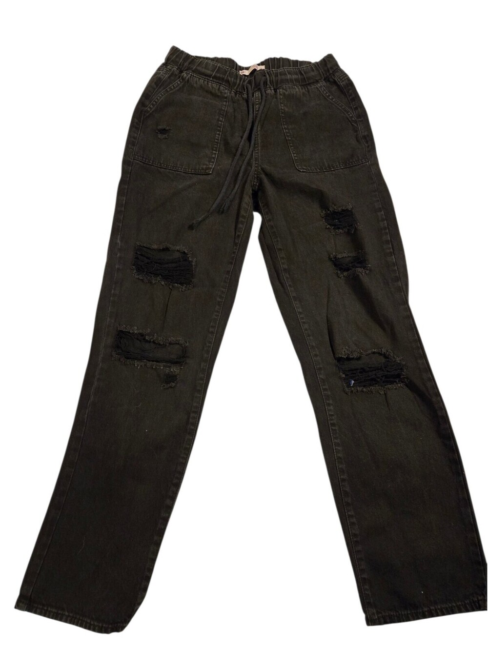 Juniors' So Distressed Jogger Jeans Women's Juniors 7 Black Denim High-Rise
